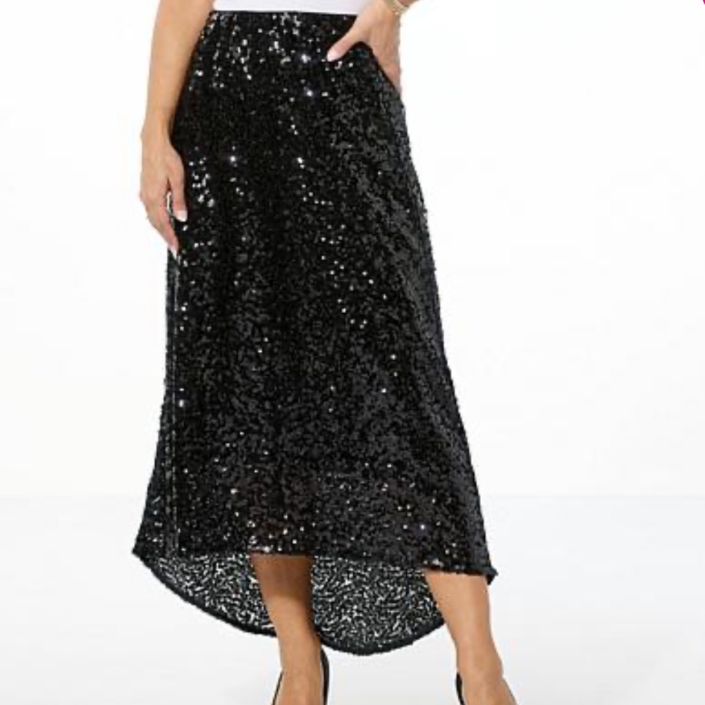 C Wonder by Christian Siriano Sequin Hi-low Skirt Size: Small